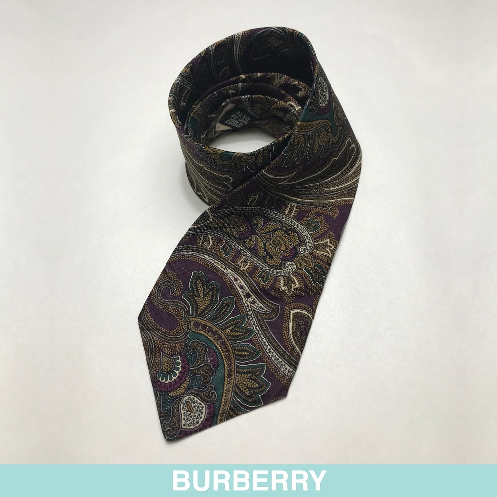 Auth Burberry purple tie with floral print VINTAGE